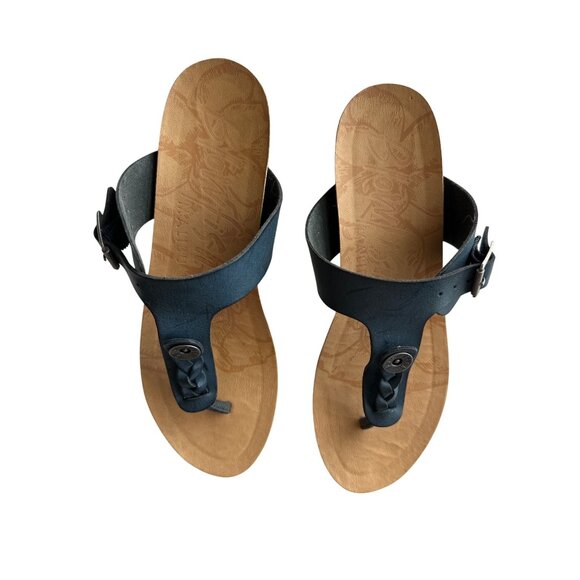 Blowfish Malibu Blue T Strap Sandal Braided Adjustable Buckle Cork Sole Size 8.5 - Picture 3 of 7